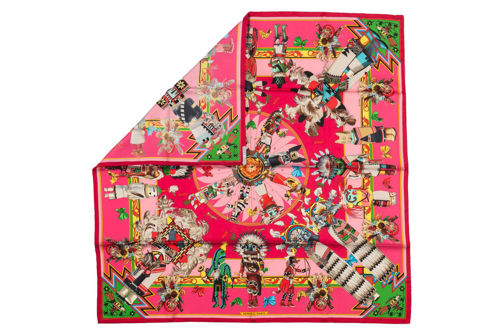 Hermès Pink Kachinas Silk Scarf