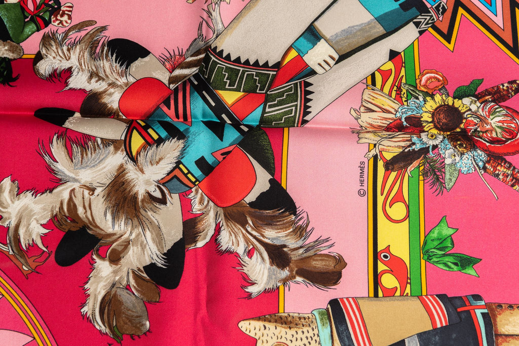 Hermès Pink Kachinas Silk Scarf