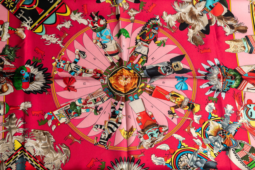 Hermès Pink Kachinas Silk Scarf