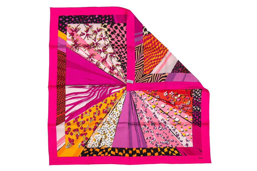 Dior Pink Multiple Pattern Silk Scarf