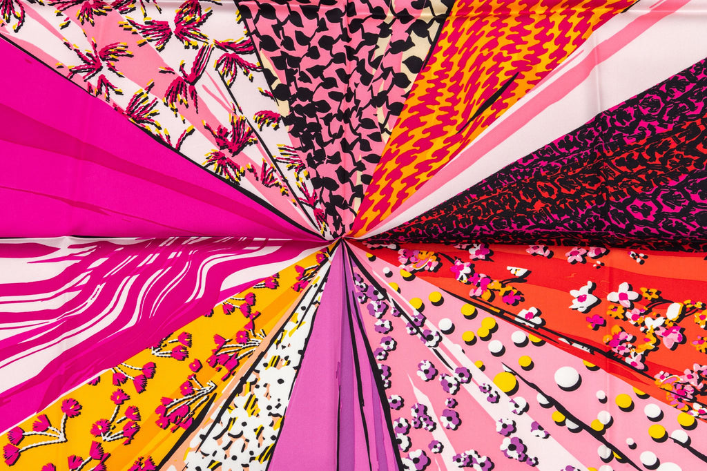 Dior Pink Multiple Pattern Silk Scarf