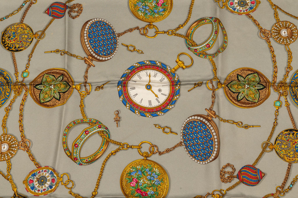 Gucci Vintage Clock Silk Scarf