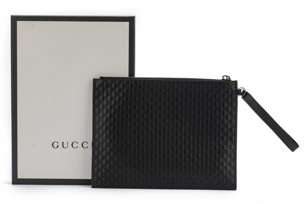 Gucci GG Logo Black Clutch NIB