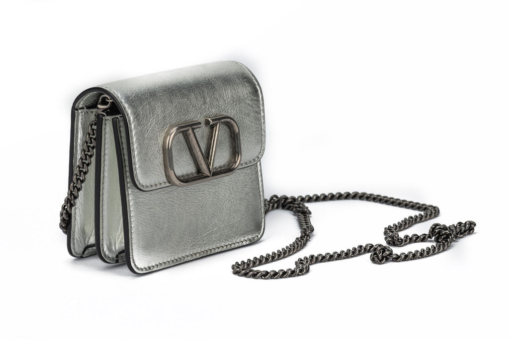 Valentino Silver Mini Cross Body Bag