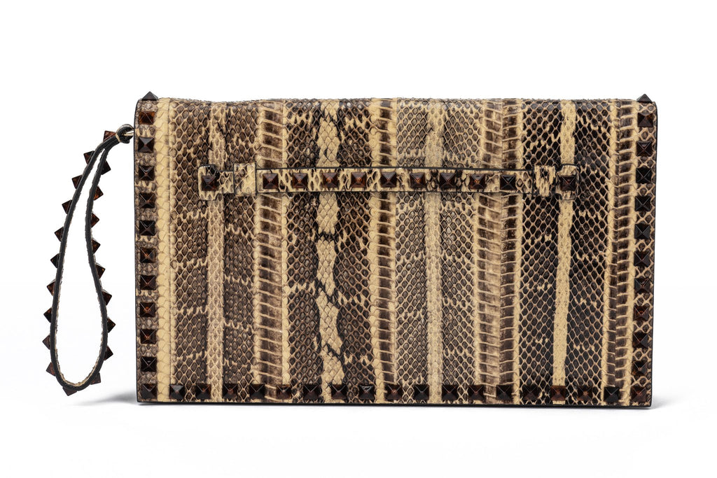 Valentino Python Rock Stud Clutch