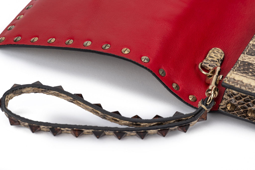 Valentino Python Rock Stud Clutch