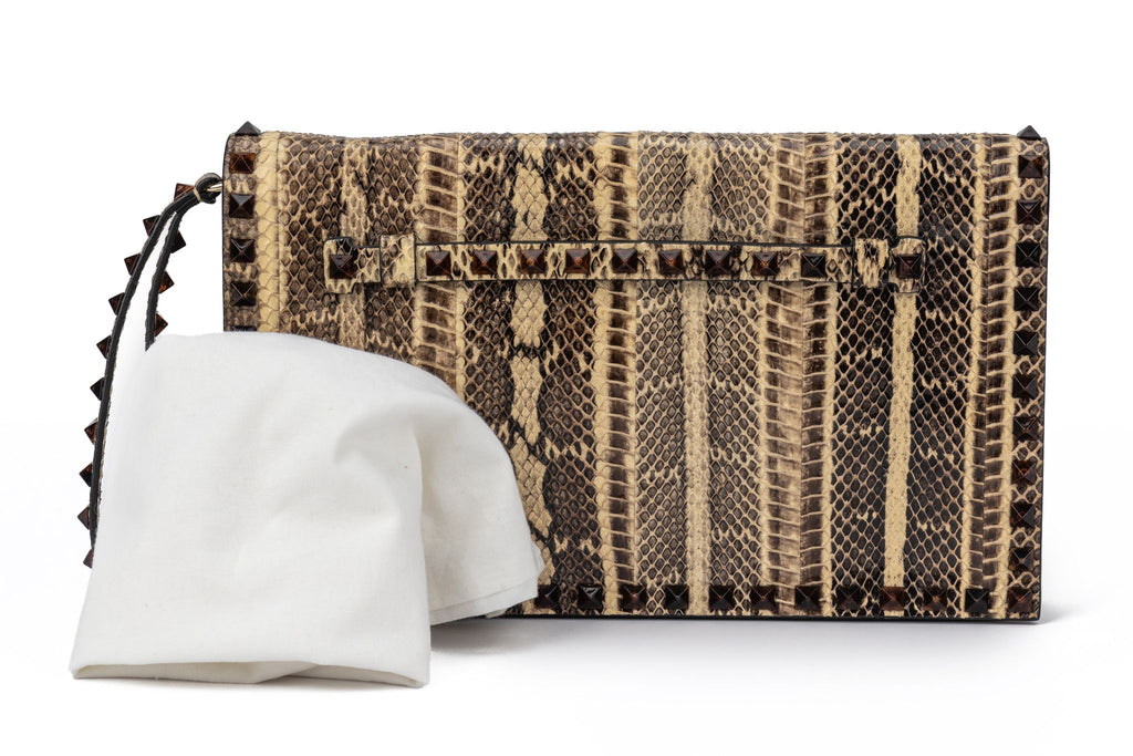 Valentino Python Rock Stud Clutch