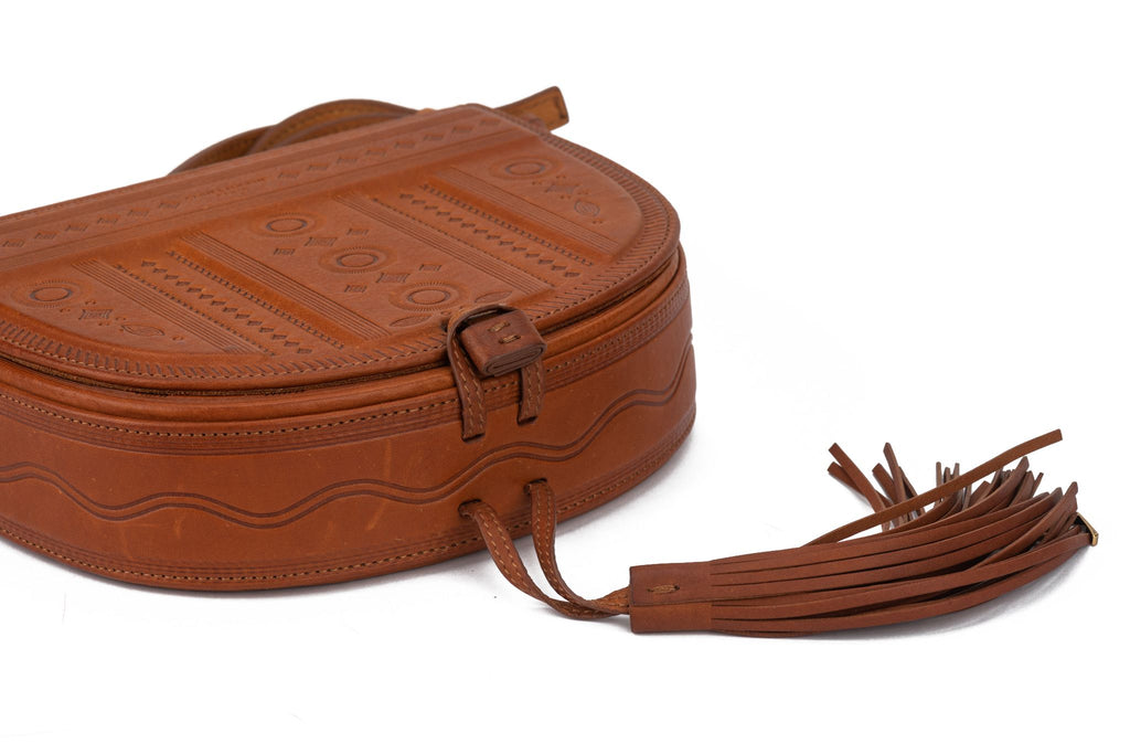 YSL New Brown Etched Leather Cross Body