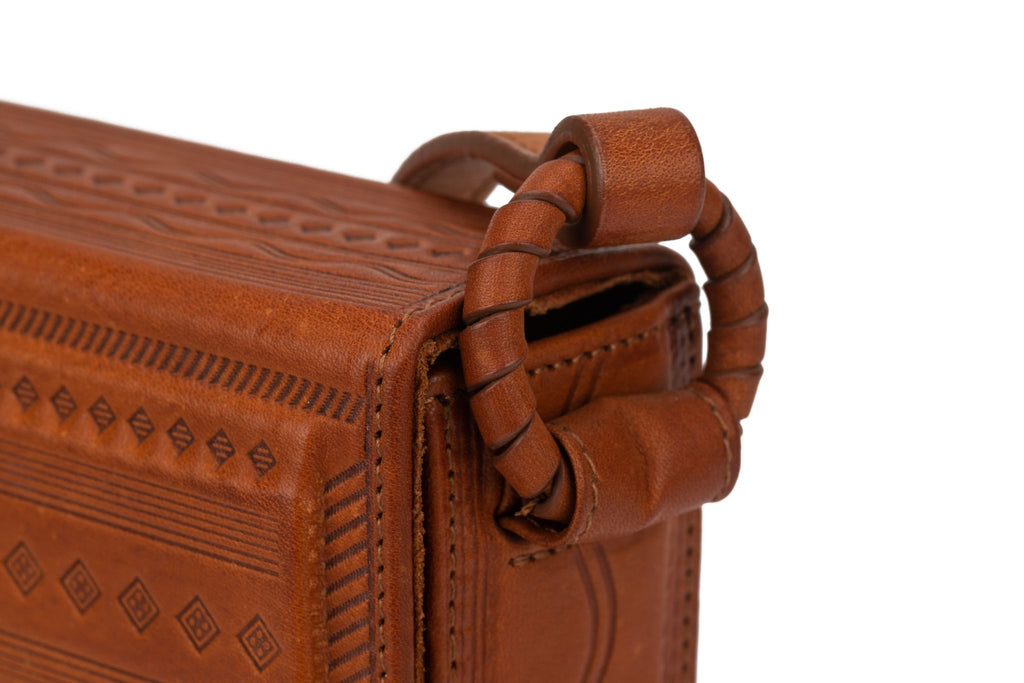 YSL New Brown Etched Leather Cross Body