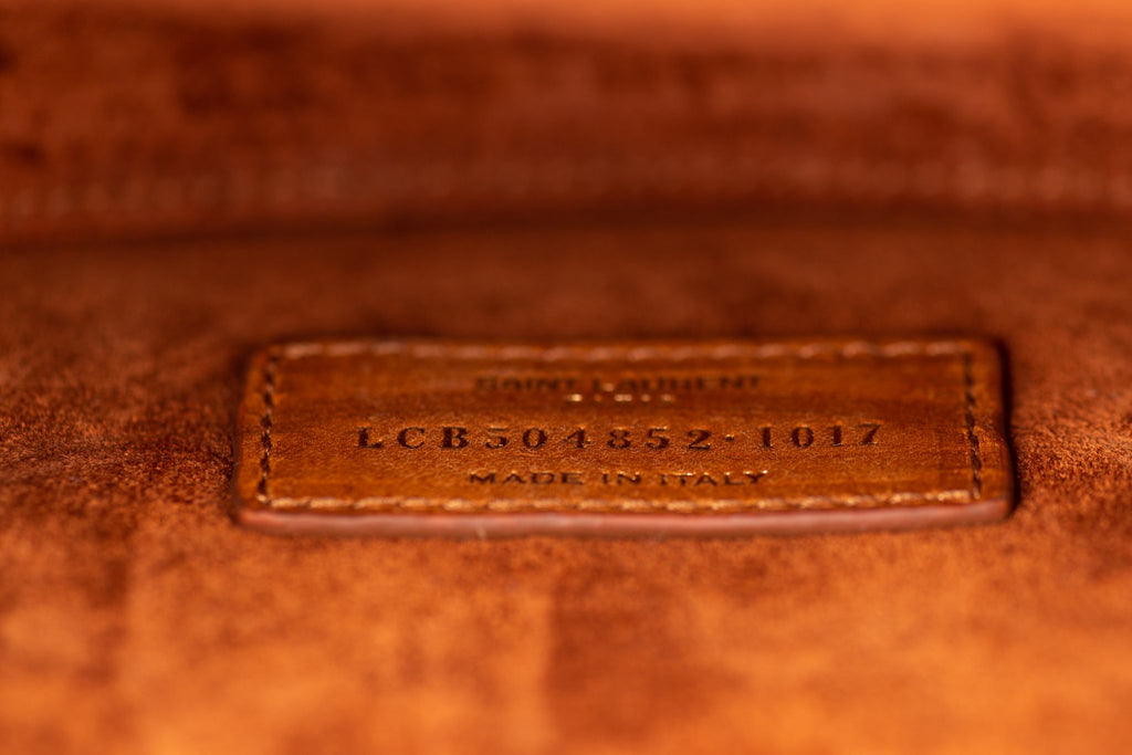 YSL New Brown Etched Leather Cross Body