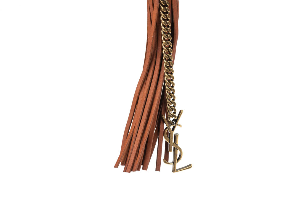 YSL New Brown Etched Leather Cross Body