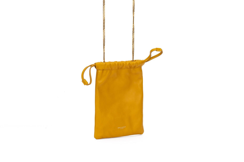 YSL New Yellow  Drawstring Bag On Chain