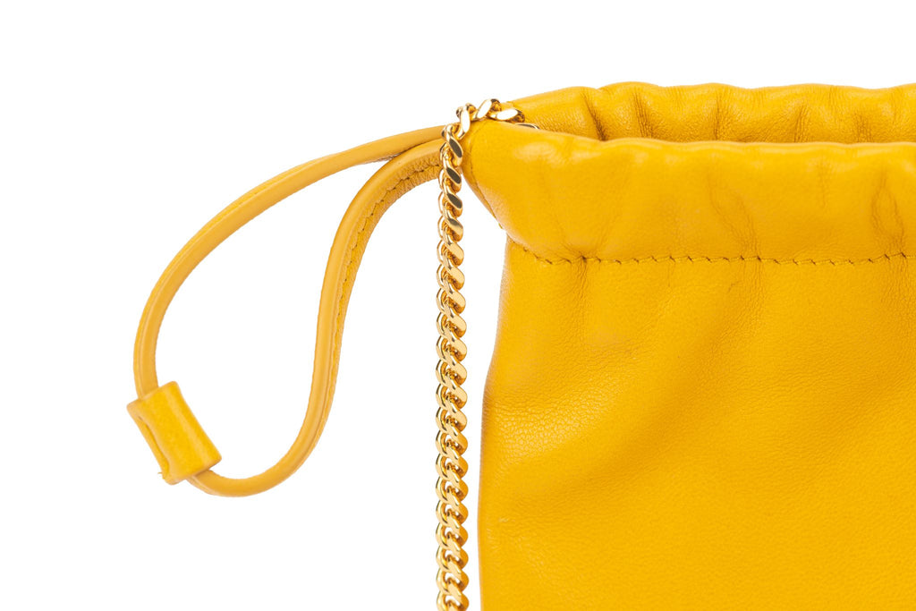 YSL New Yellow  Drawstring Bag On Chain