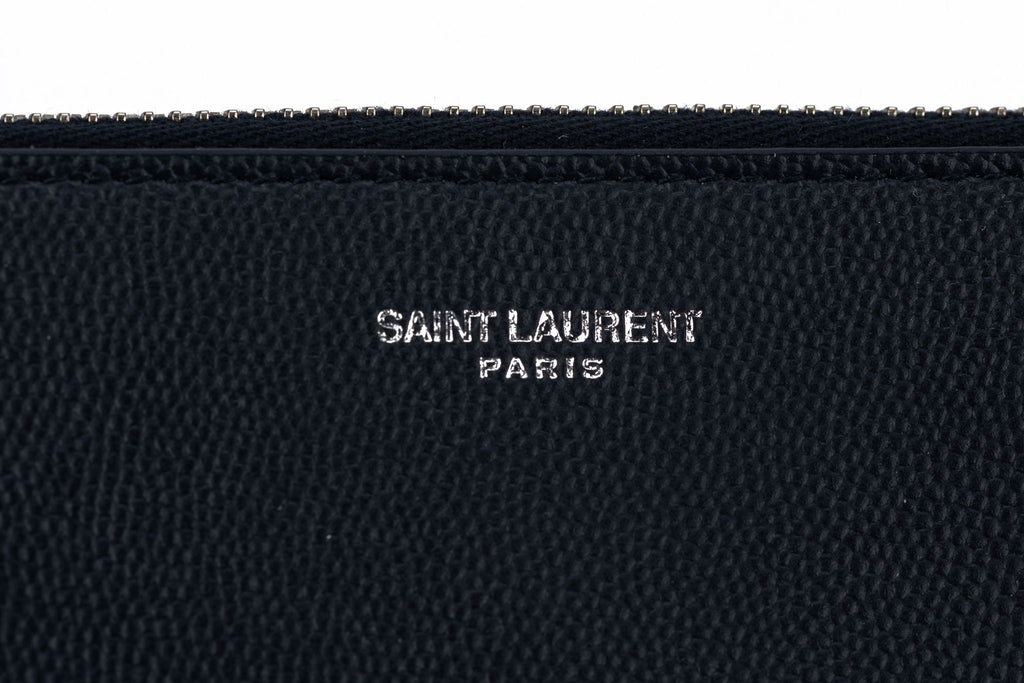 YSL New Blue Leather Zip Pouch