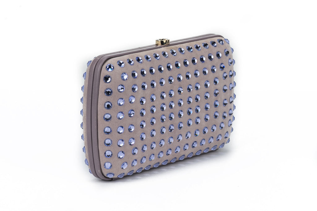Gucci Lilac Suede Bejeweled Evening Bag