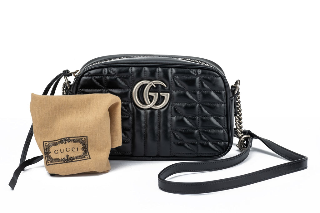 New Gucci Black Marmont Cross Body Bag