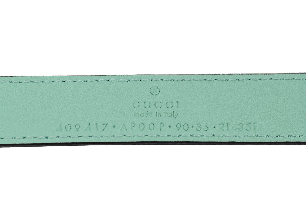 Gucci BN Green Leather GG Thin Belt