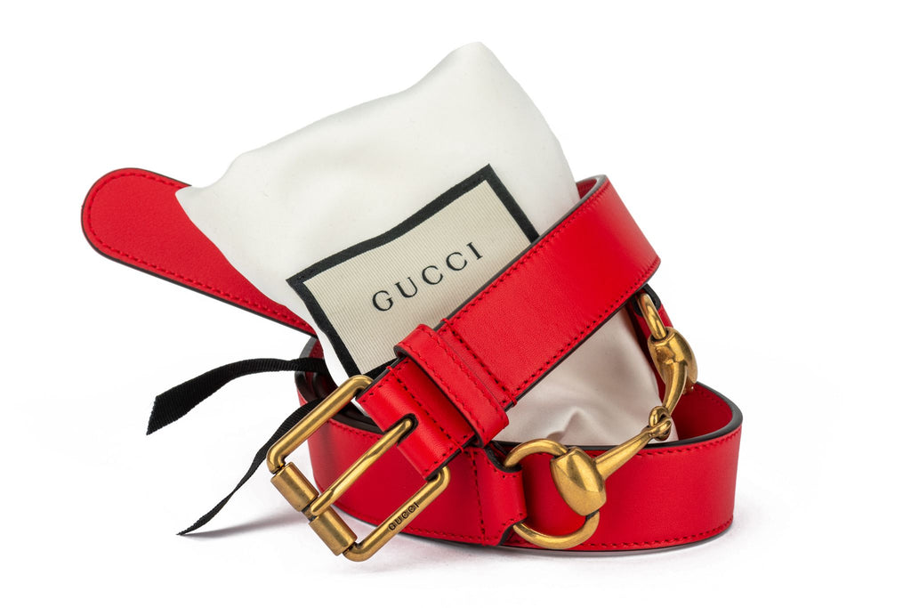 Gucci New Red Horse bit Medium Belt 90