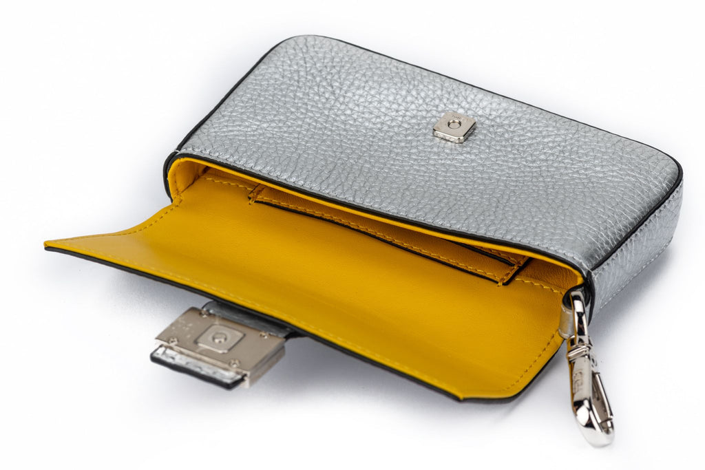 Fendi New in Box Silver Micro Baguette