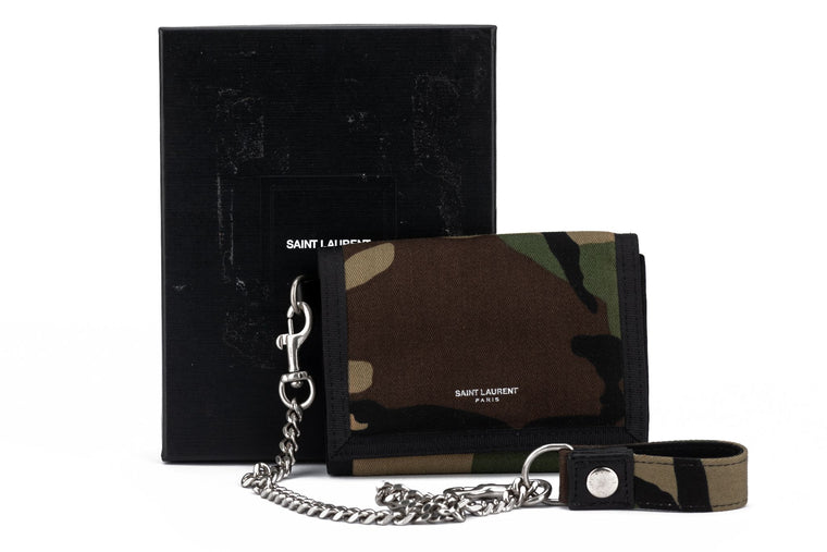 YSL New Camo Wallet With Chain Strap