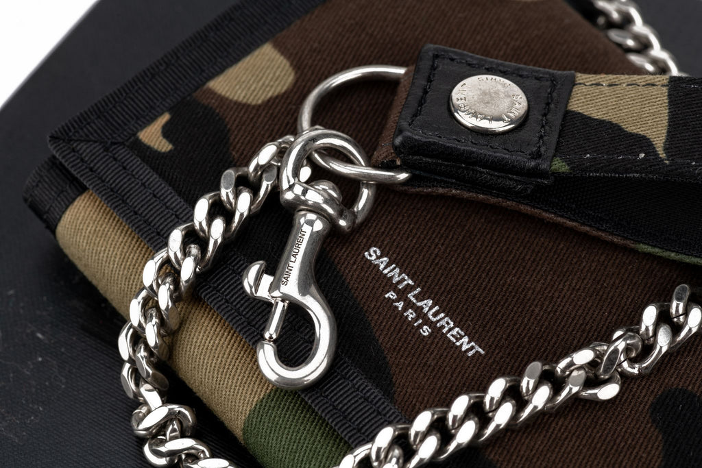 YSL New Camo Wallet With Chain Strap