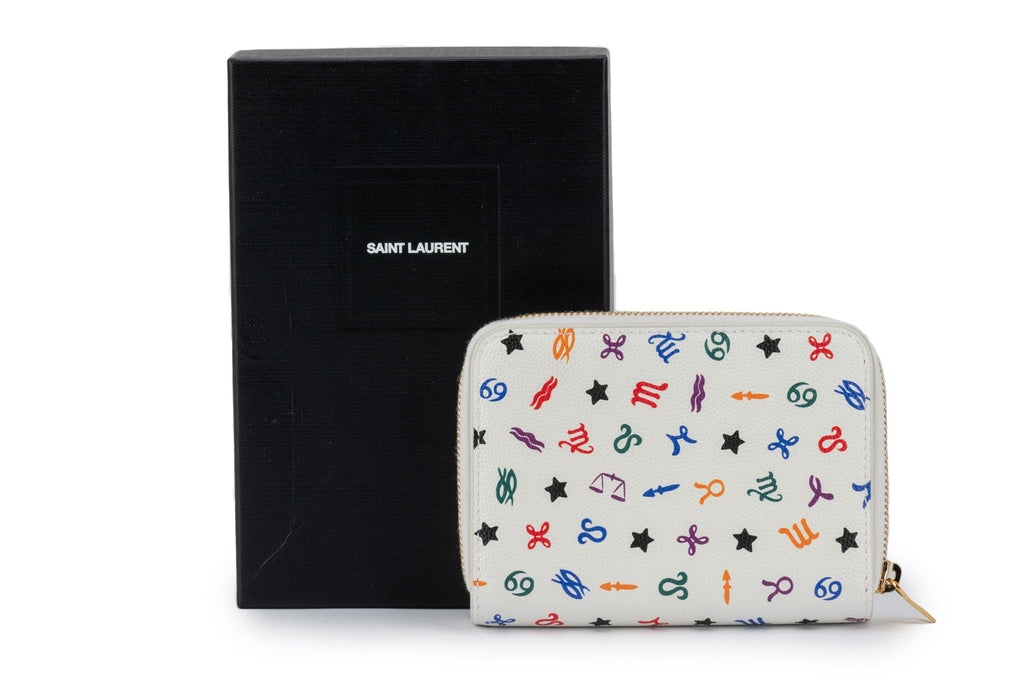 YSL New White Leather Astrology Wallet
