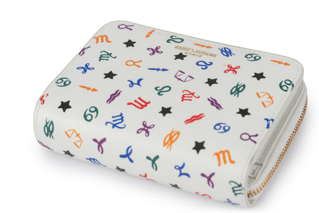 YSL New White Leather Astrology Wallet