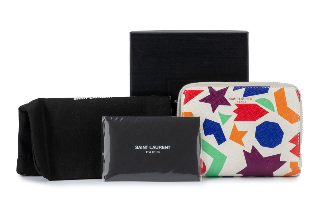 YSL New White Leather Geometric Wallet