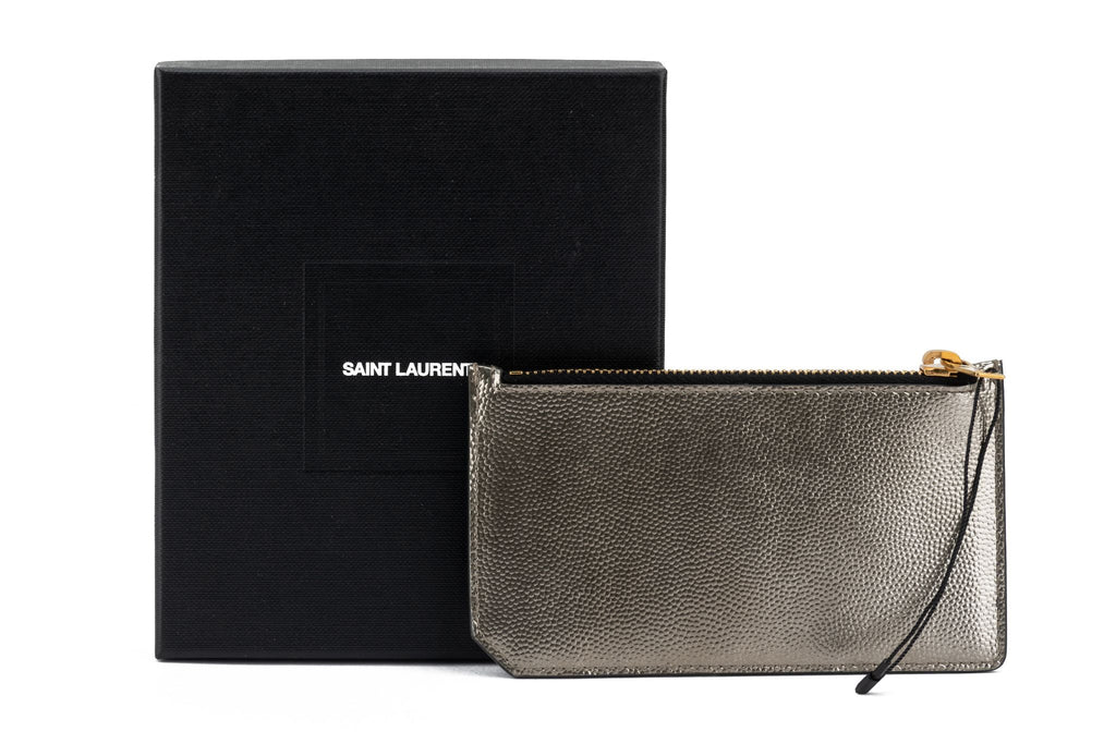 YSL New Pewter Credit Card Wallet