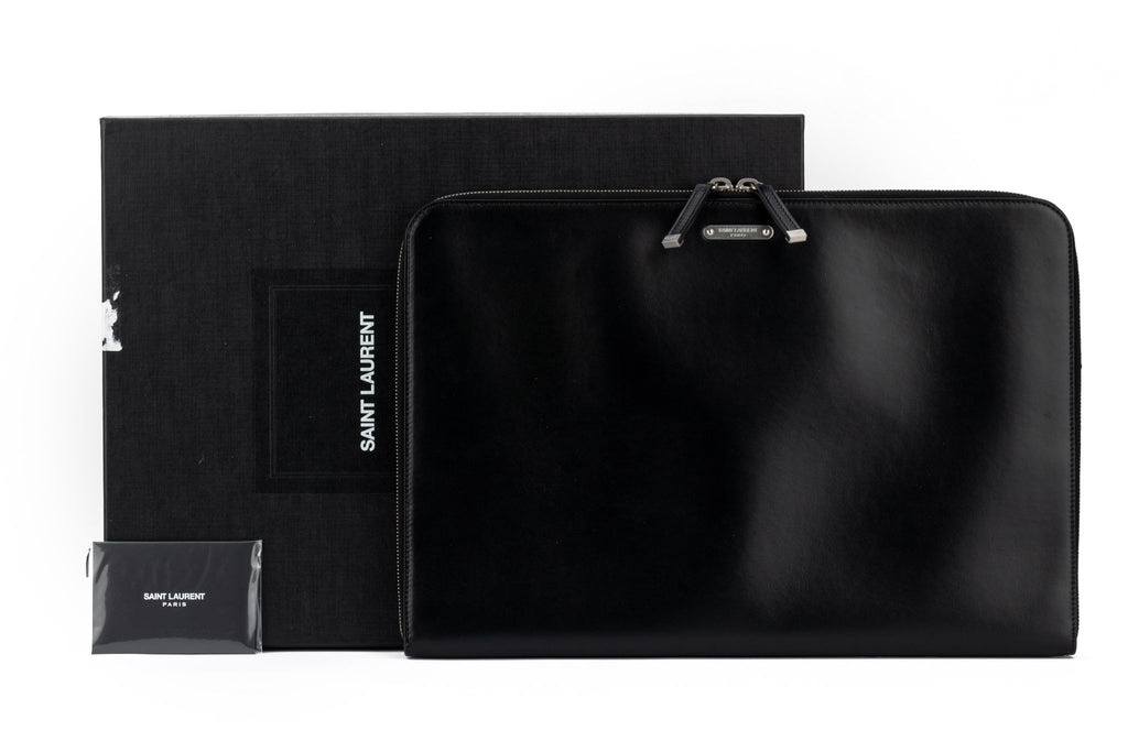 YSL New Black Leather Document Folder