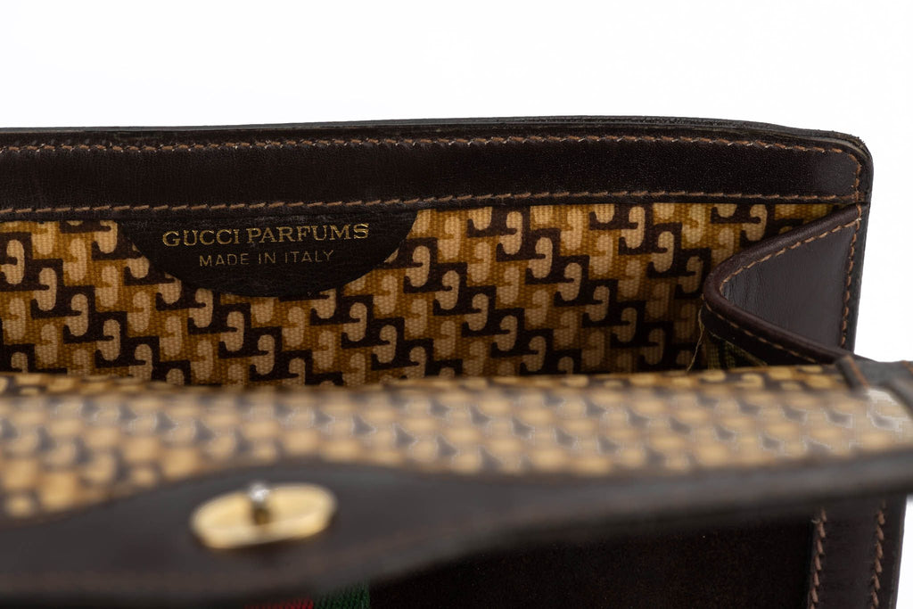 Gucci Vintage Brown Suede Logo Clutch