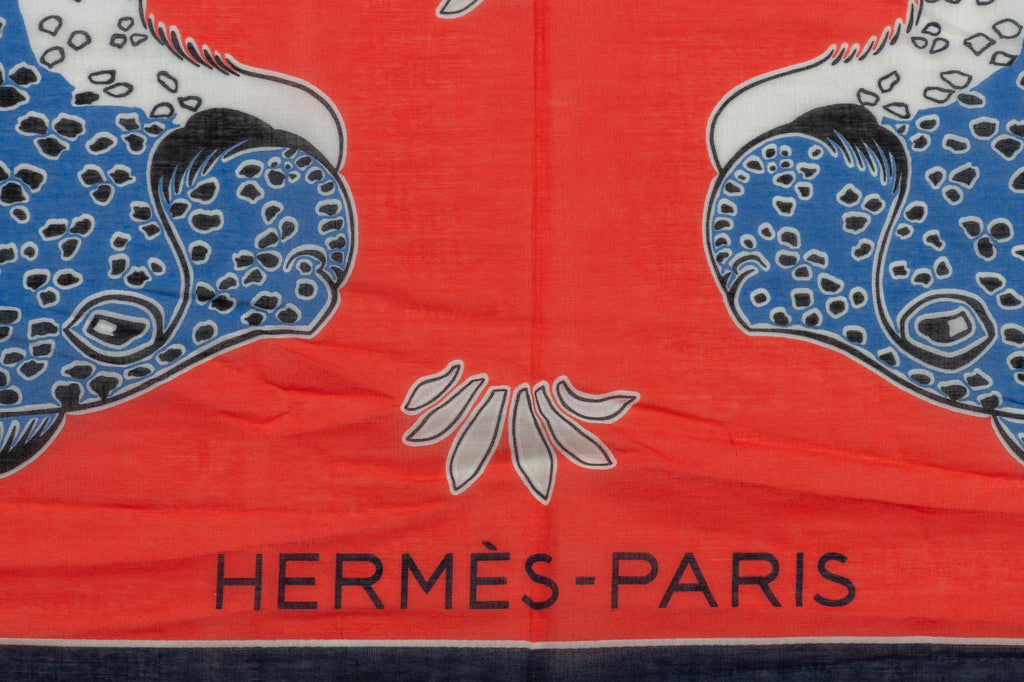 Hermès New Red Guepards Sarong Shawl