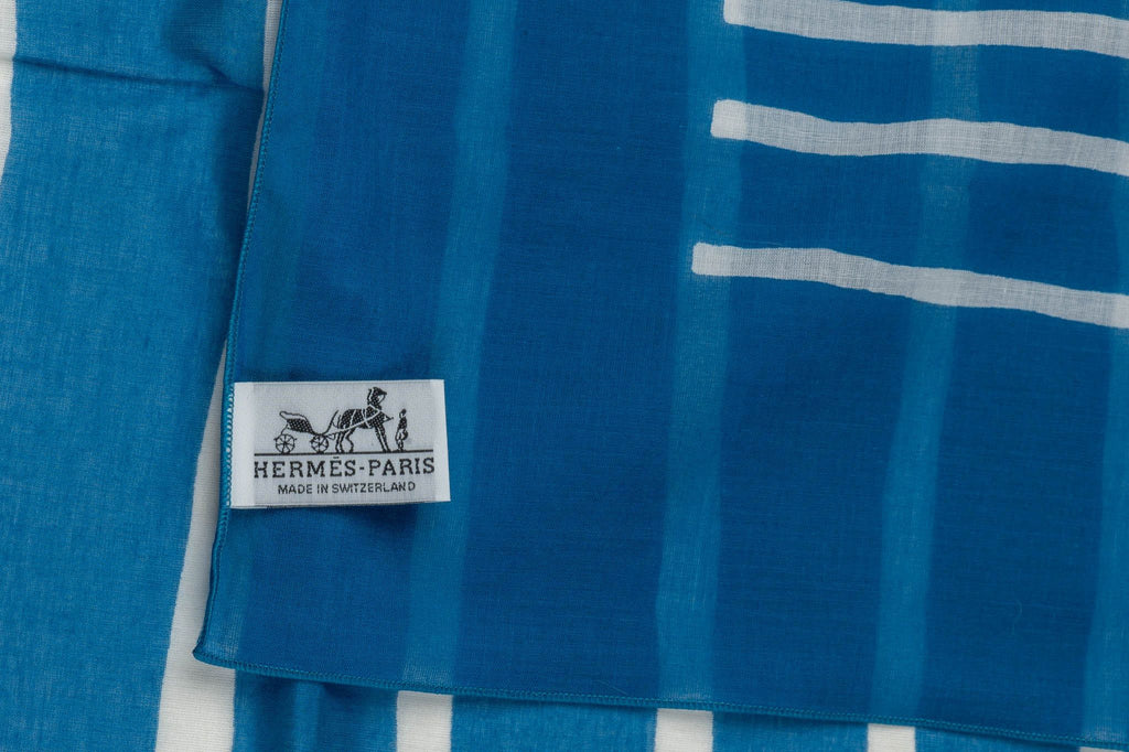 Hermès New Blue White Striped Sarong