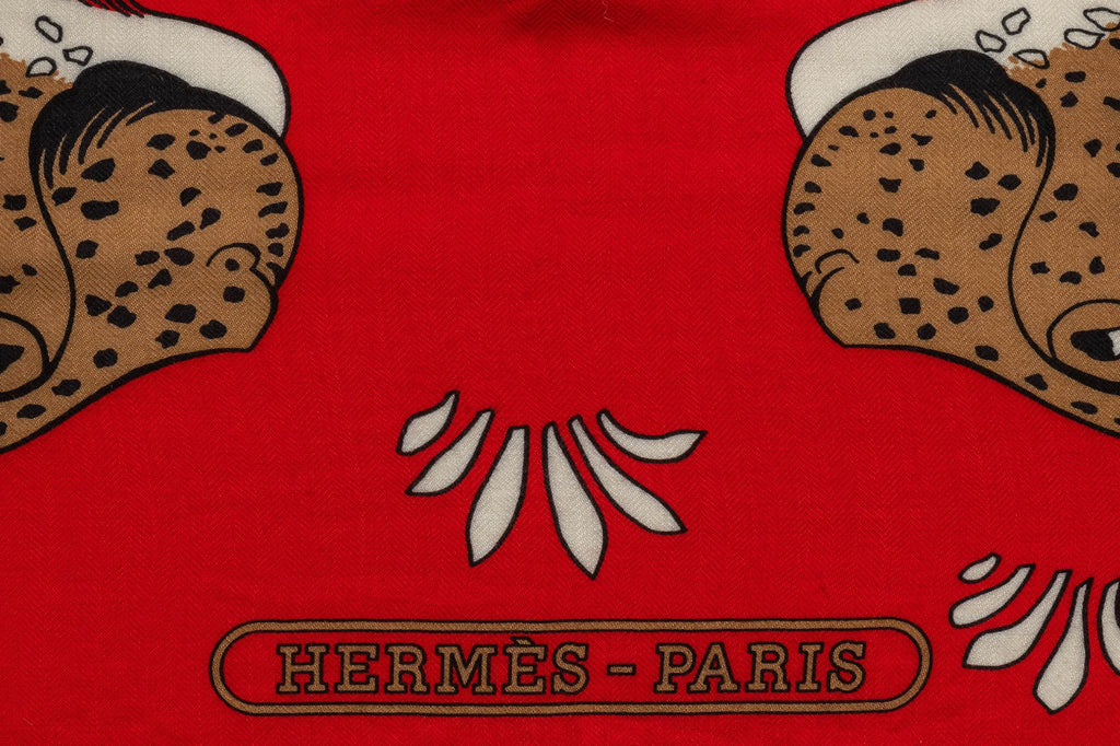Hermès New Les Leopards Cashmere Shawl