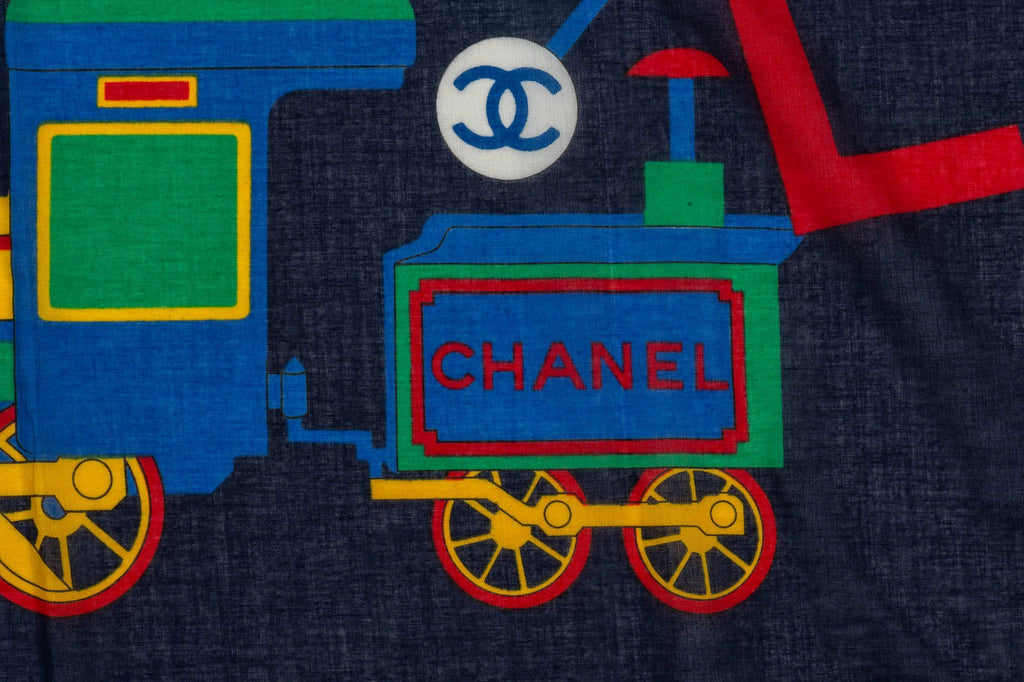 Chanel Vintage Navy Cotton Toys Sarong