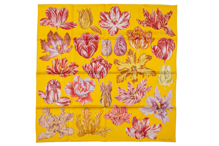 Hermès New Yellow Flowers Silk Scarf