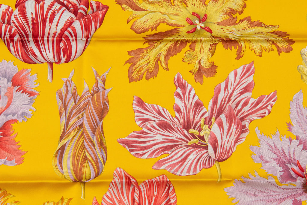 Hermès New Yellow Flowers Silk Scarf