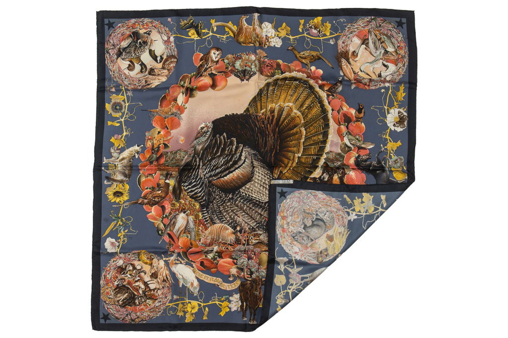 Hermès Navy Texas Wildlife Scarf Oliver