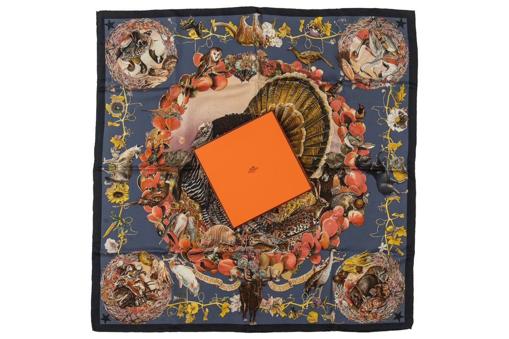Hermès Navy Texas Wildlife Scarf Oliver
