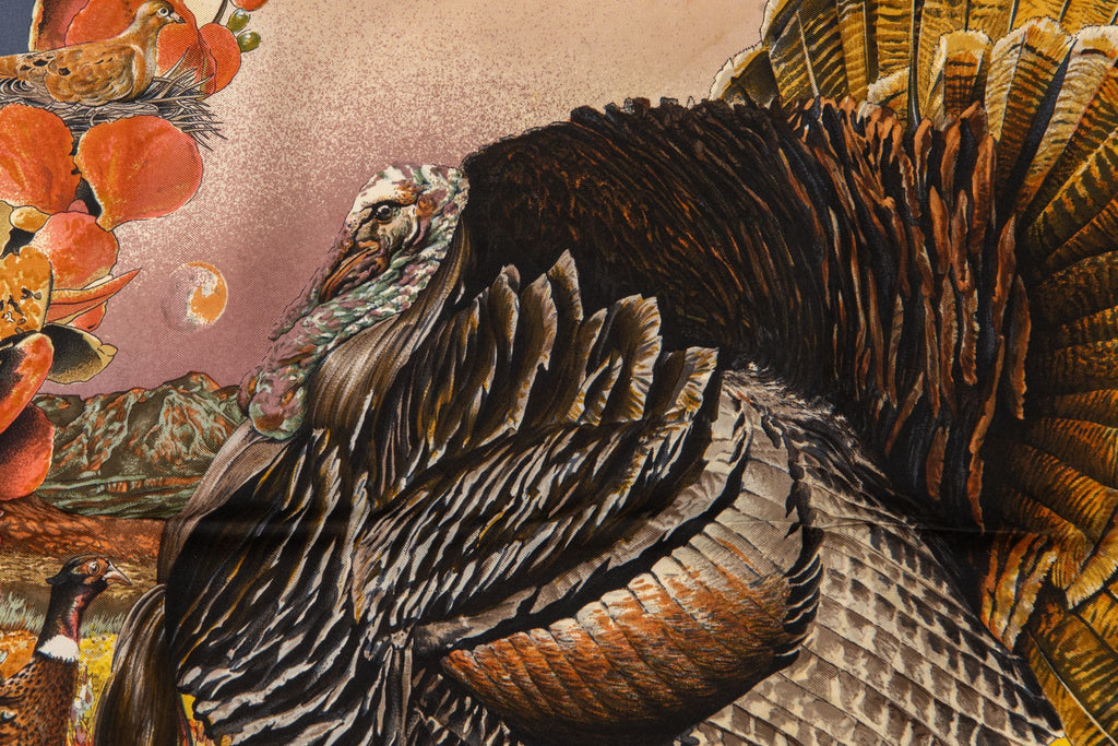 Hermès Navy Texas Wildlife Scarf Oliver