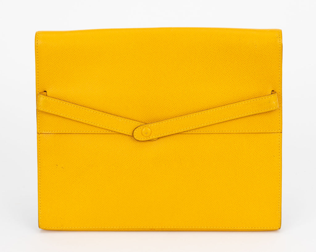 Hermès Custom Painted Yellow Clutch