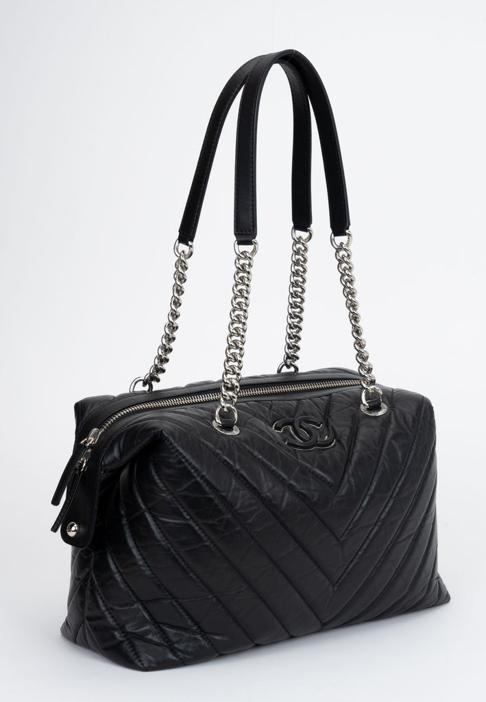 Chanel Black Chevron Shoulder Bag