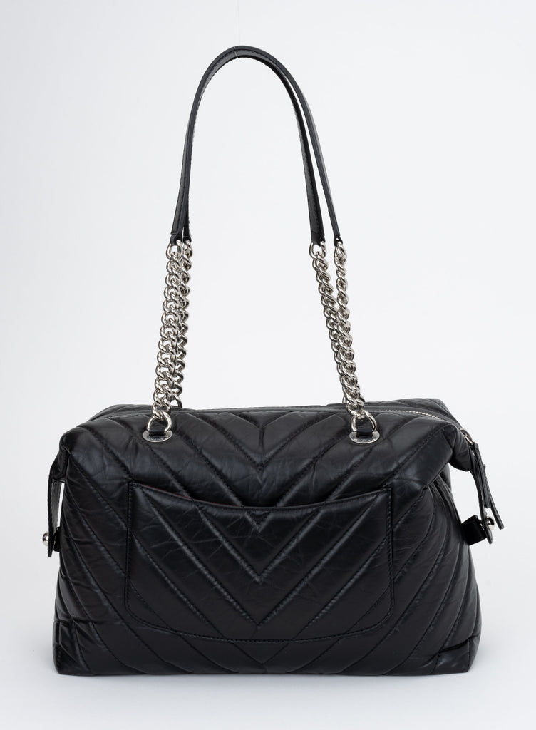 Chanel Black Chevron Shoulder Bag