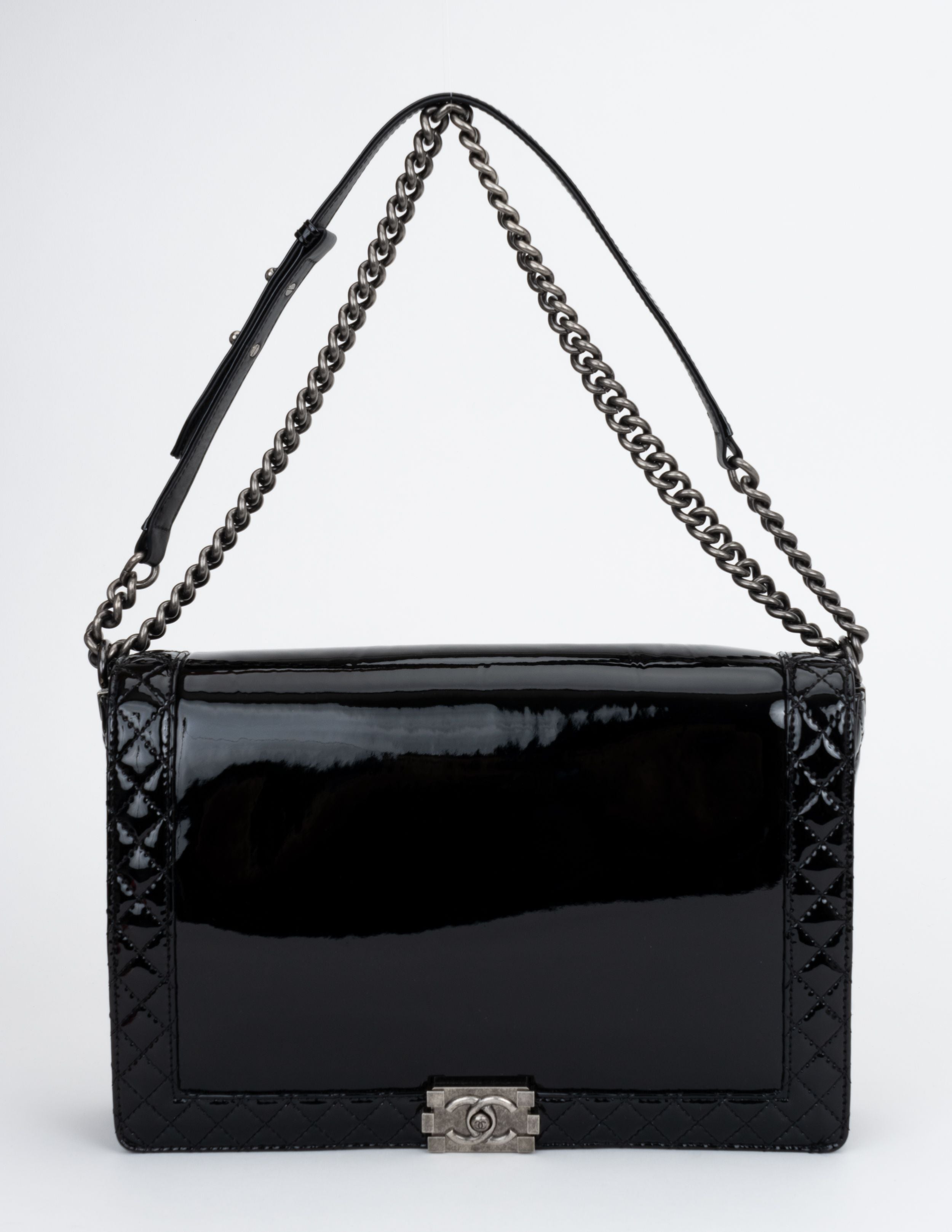 Chanel Black Patent Maxi Boy Bag