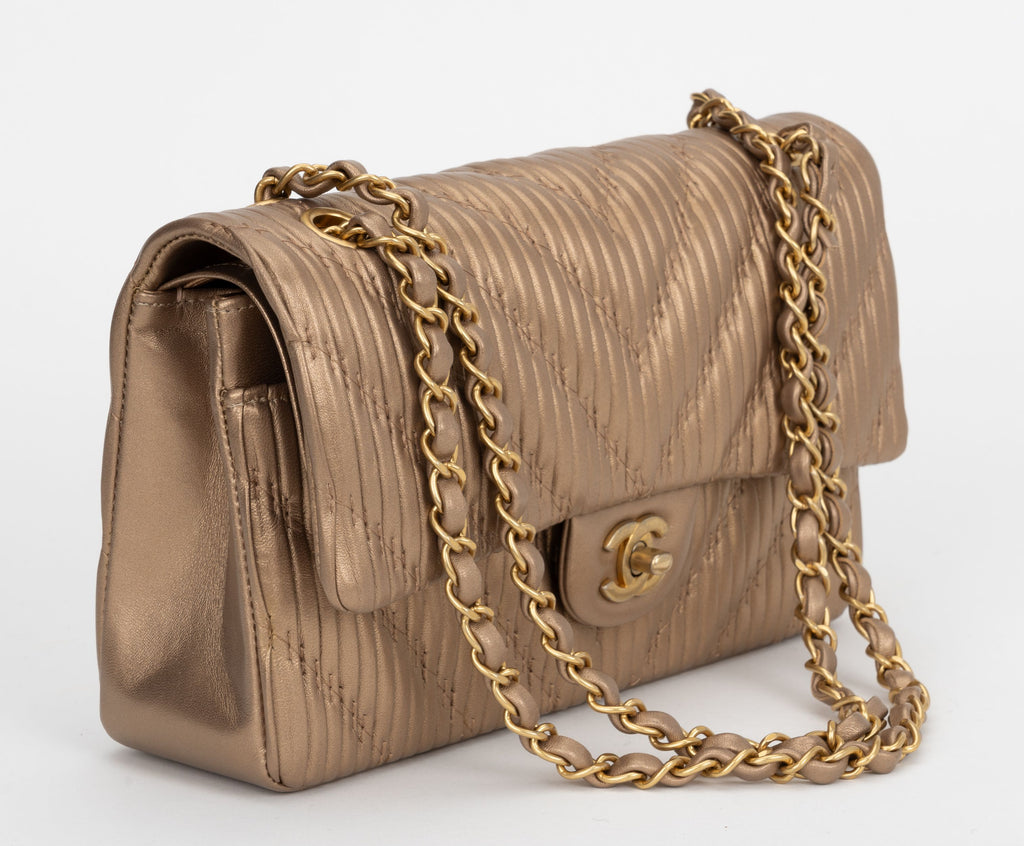 Chanel New Pleated Gold Double Flap
