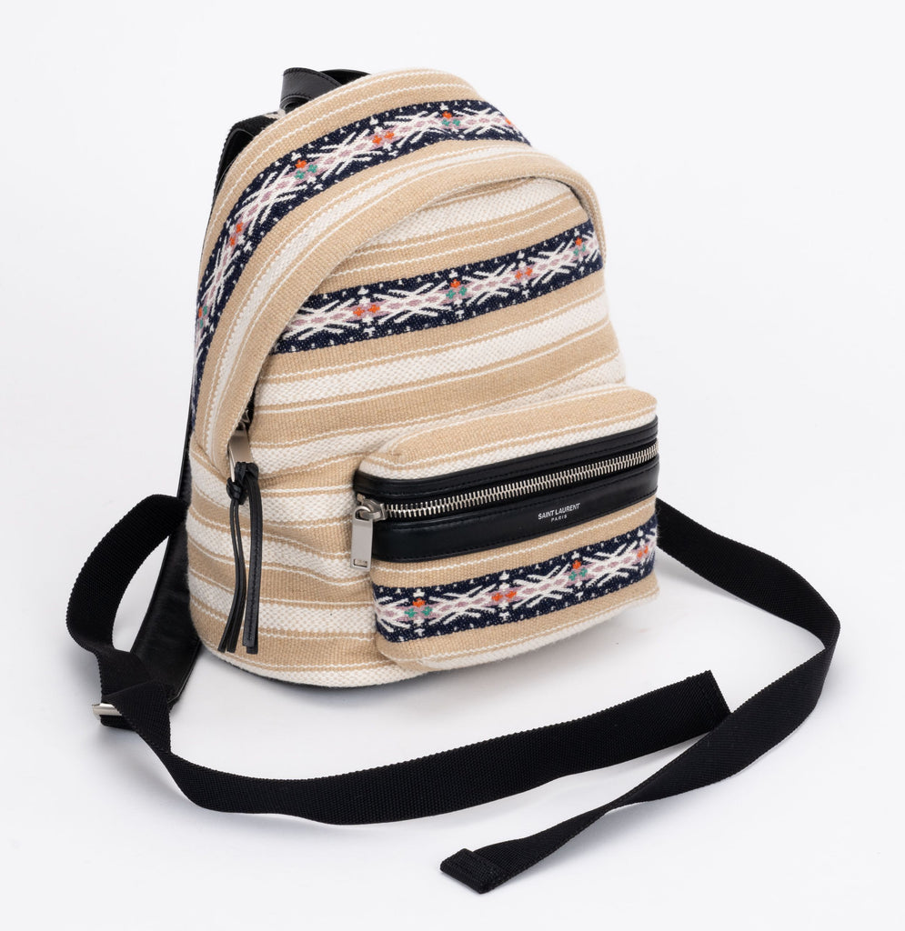 YSL New Embroidered City Backpack Canvas