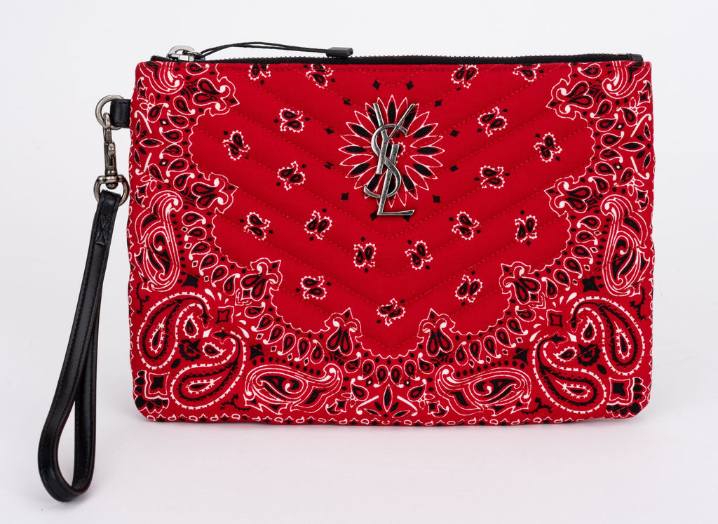 YSL New Red Bandana  Clutch w/Wristlet