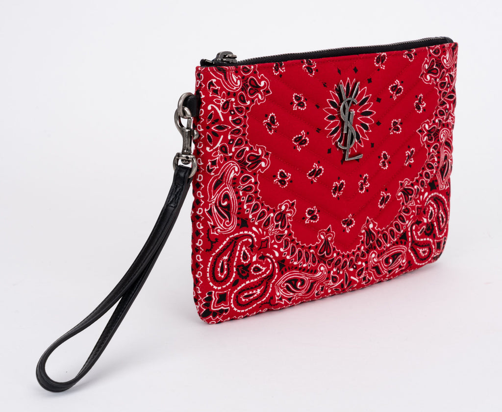 YSL New Red Bandana  Clutch w/Wristlet