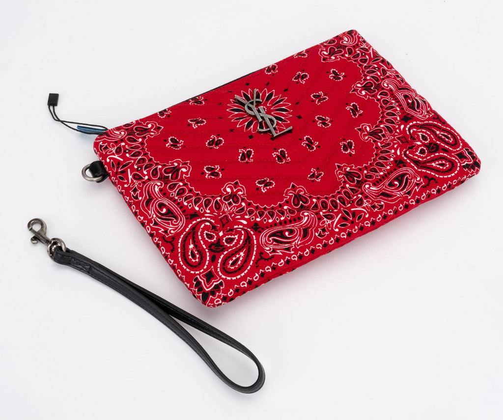 YSL New Red Bandana  Clutch w/Wristlet