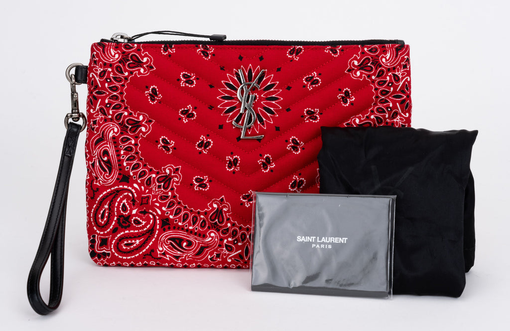 YSL New Red Bandana  Clutch w/Wristlet